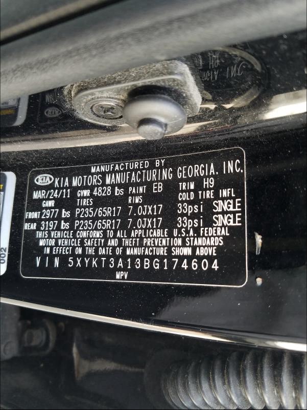 2011 KIA SORENTO BA 5XYKT3A13BG174604