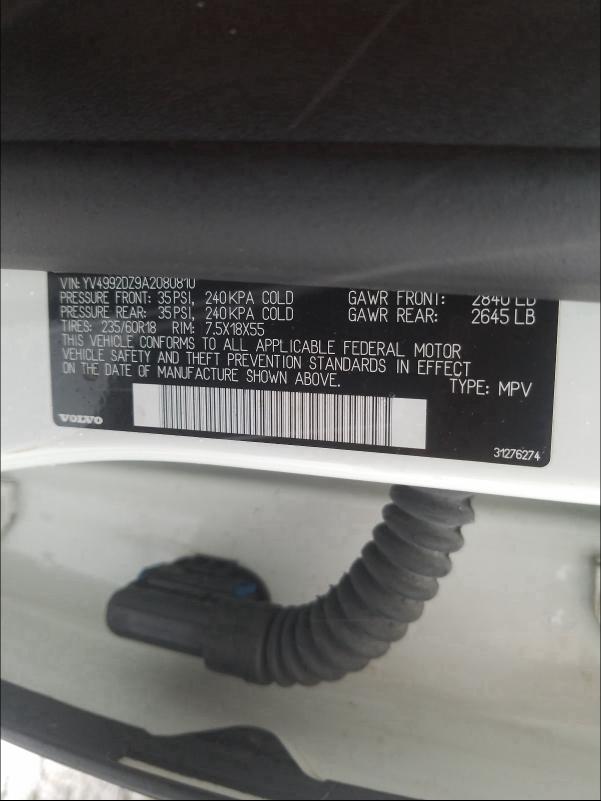 2010 VOLVO XC60 T6 YV4992DZ9A2080810