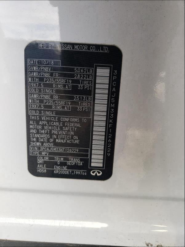 2019 INFINITI QX50 ESSEN 3PCAJ5M33KF126229