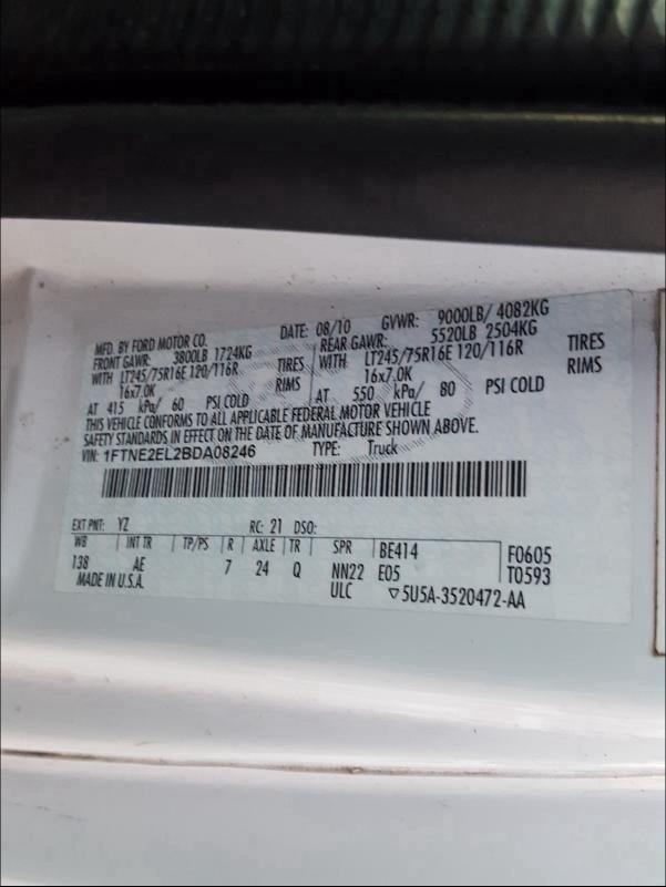 2011 FORD ECONOLINE 1FTNE2EL2BDA08246