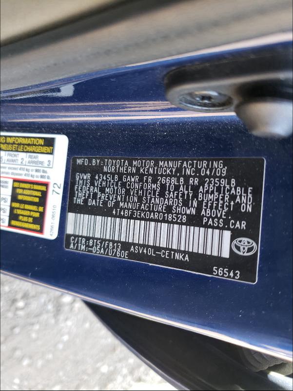 2010 TOYOTA CAMRY BASE - 4T4BF3EK0AR018528