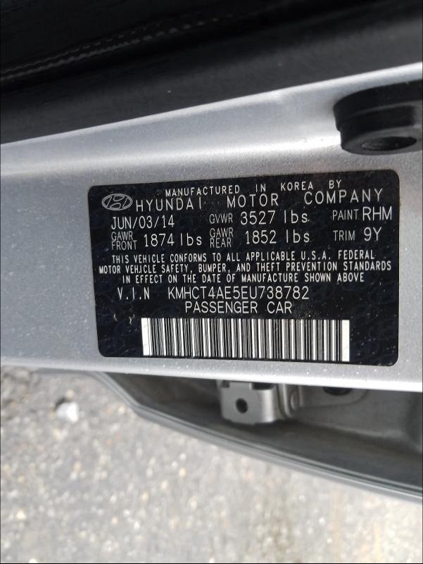 2014 HYUNDAI ACCENT GLS KMHCT4AE5EU738782