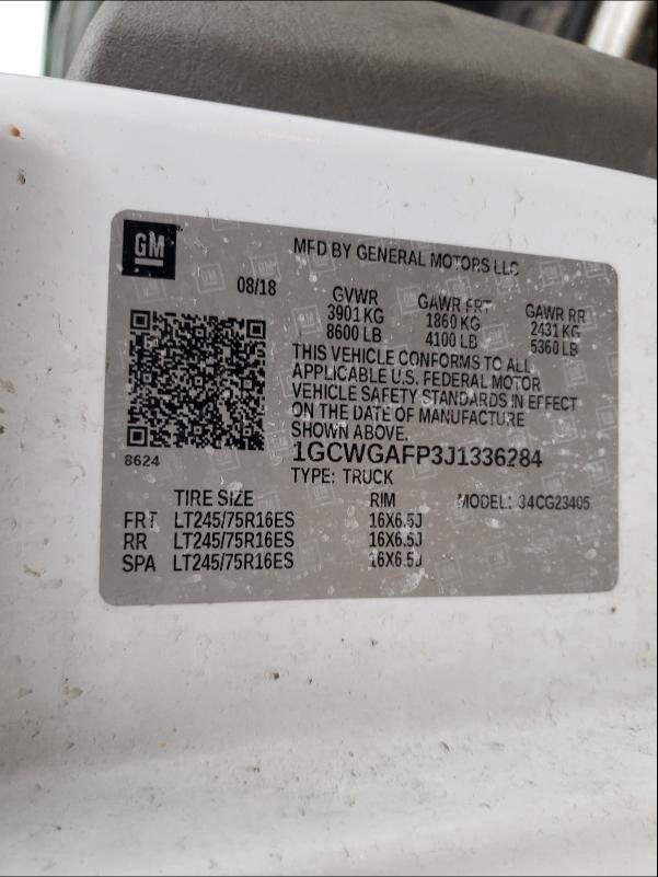 2018 CHEVROLET EXPRESS G2 1GCWGAFP3J1336284