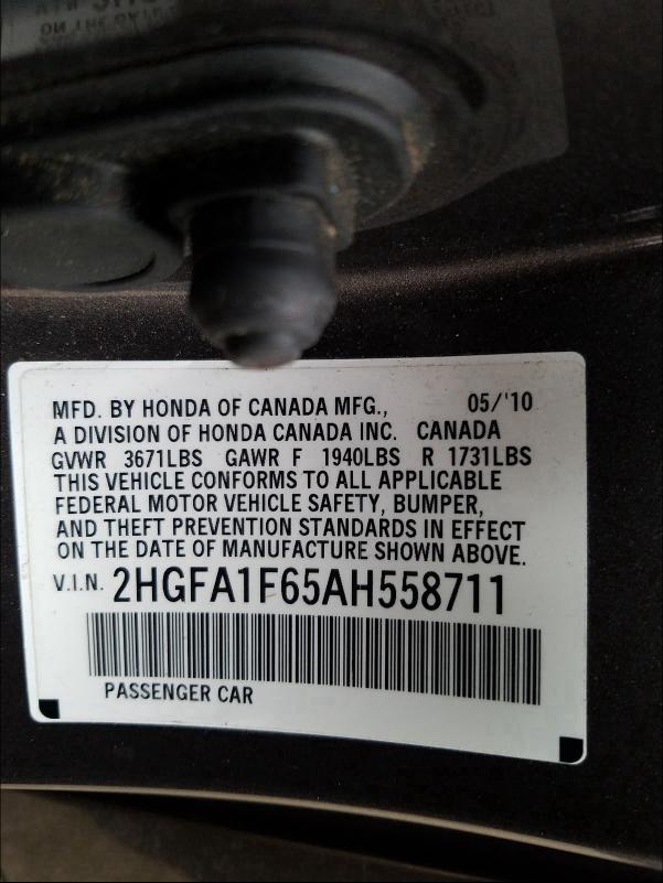 2010 HONDA CIVIC LX-S 2HGFA1F65AH558711