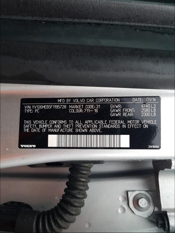2015 VOLVO V60 PREMIE YV126MEB5F1195728