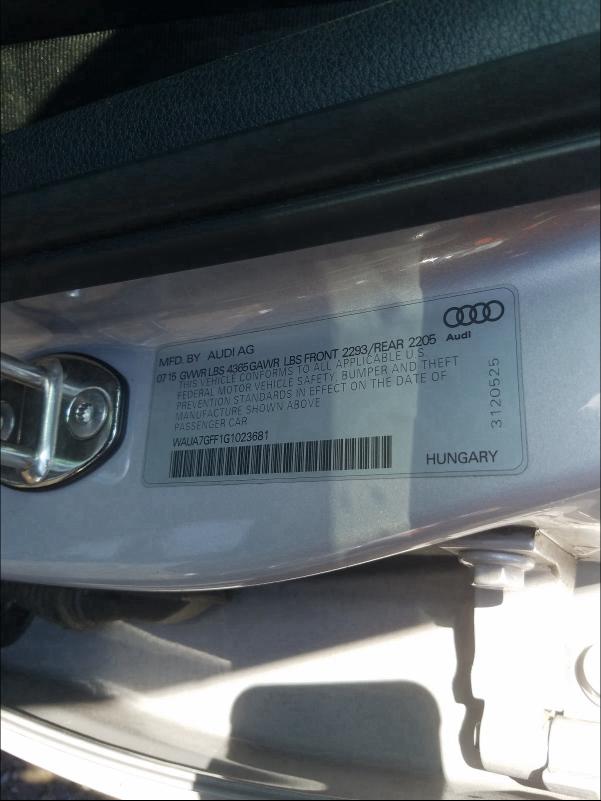 2016 AUDI A3 PREMIUM WAUA7GFF1G1023681