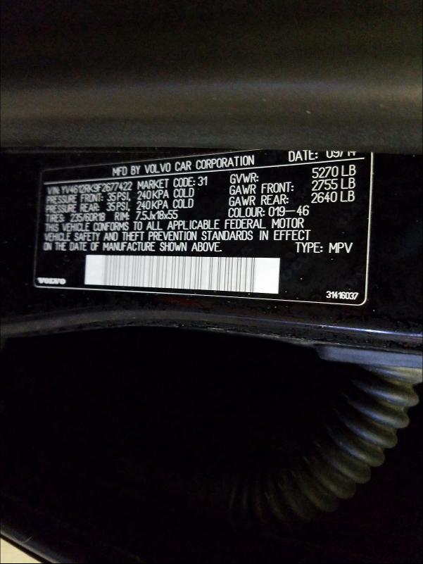 2015 VOLVO XC60 T5 PR YV4612RK9F2677422