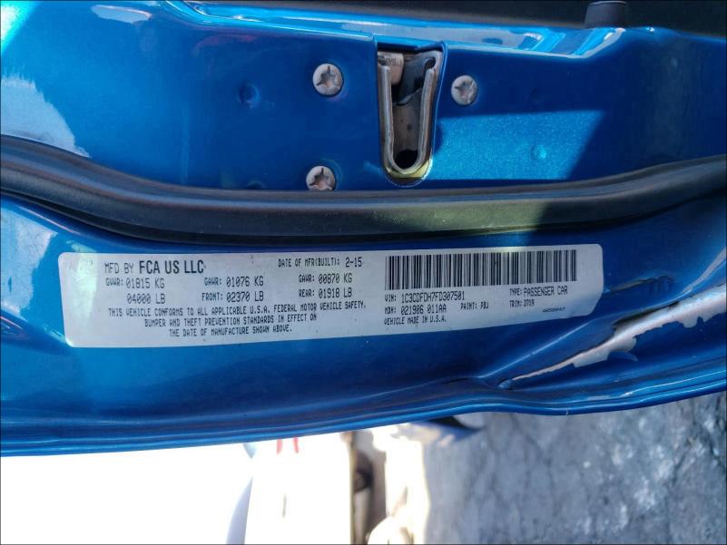 2015 DODGE DART 1C3CDFDH7FD307501