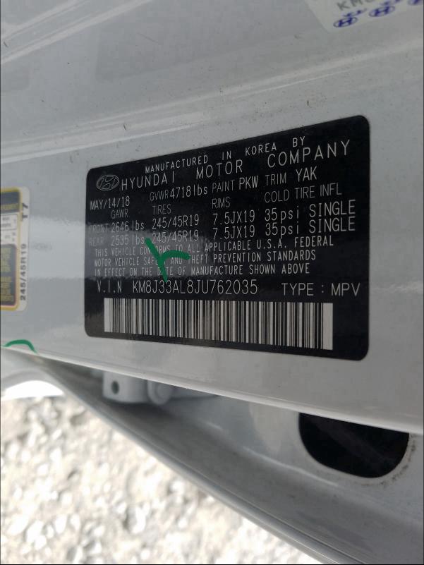 2018 HYUNDAI TUCSON SPO KM8J33AL8JU762035