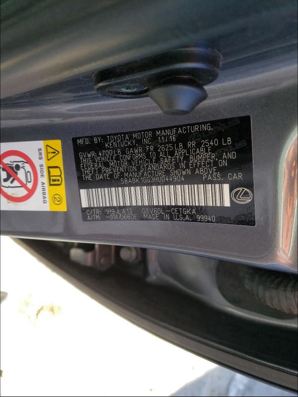2017 LEXUS ES 350 58ABK1GG3HU044904