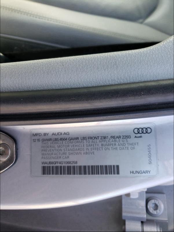 2016 AUDI A3 PREMIUM WAUB8GFF4G1068258