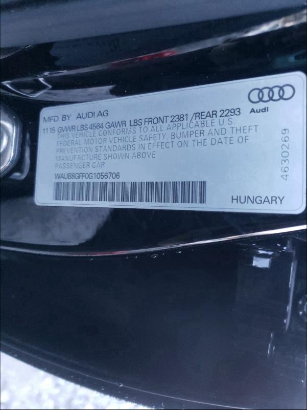 2016 AUDI A3 PREMIUM WAUB8GFF0G1056706