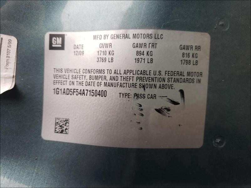 2010 CHEVROLET COBALT 1LT 1G1AD5F54A7150400