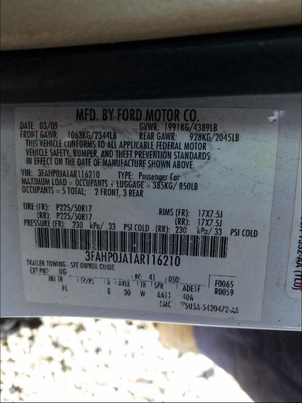2010 FORD FUSION SEL - 3FAHP0JA1AR116210