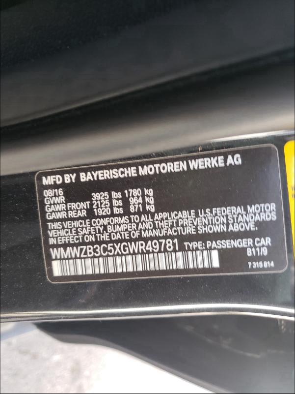 2016 MINI COOPER COU WMWZB3C5XGWR49781