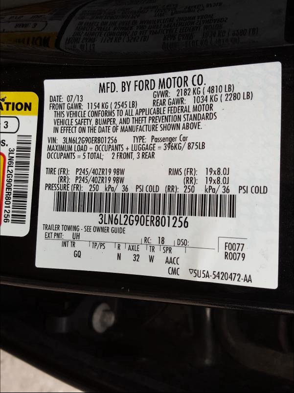 2014 LINCOLN MKZ 3LN6L2G90ER801256