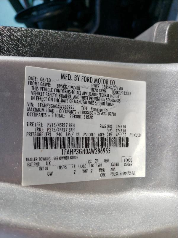 2010 FORD FOCUS SES 1FAHP3GN0AW286955