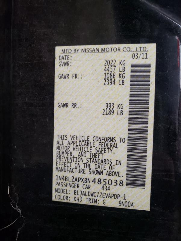 2011 NISSAN ALTIMA SR 1N4BL2APXBN485038