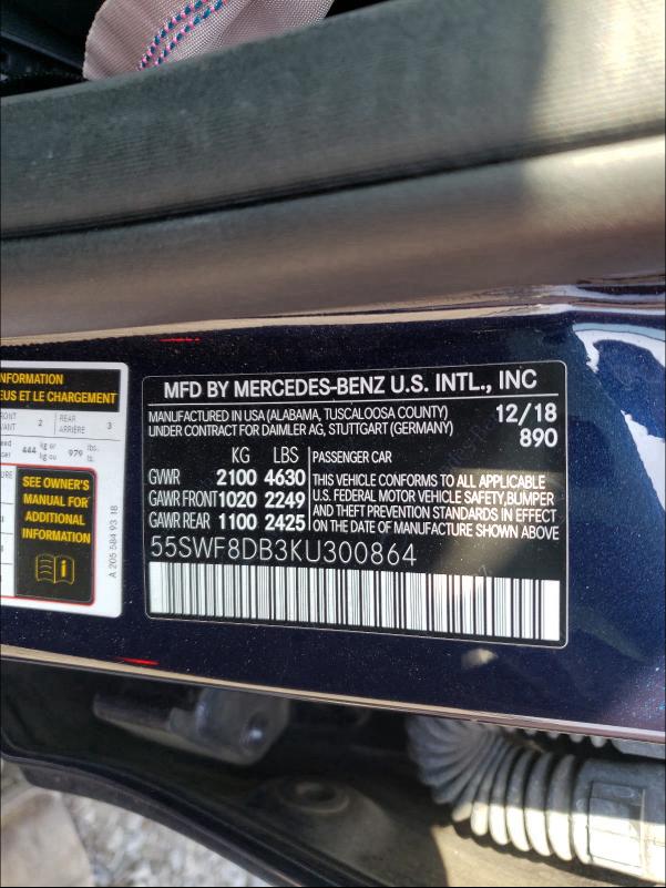 2019 MERCEDES-BENZ C 300 - 55SWF8DB3KU300864
