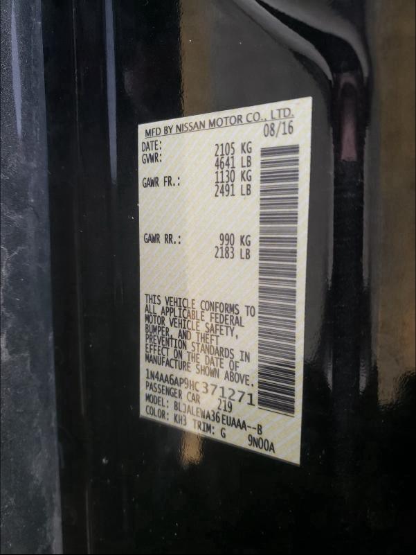 2017 NISSAN MAXIMA 3.5 1N4AA6AP9HC371271