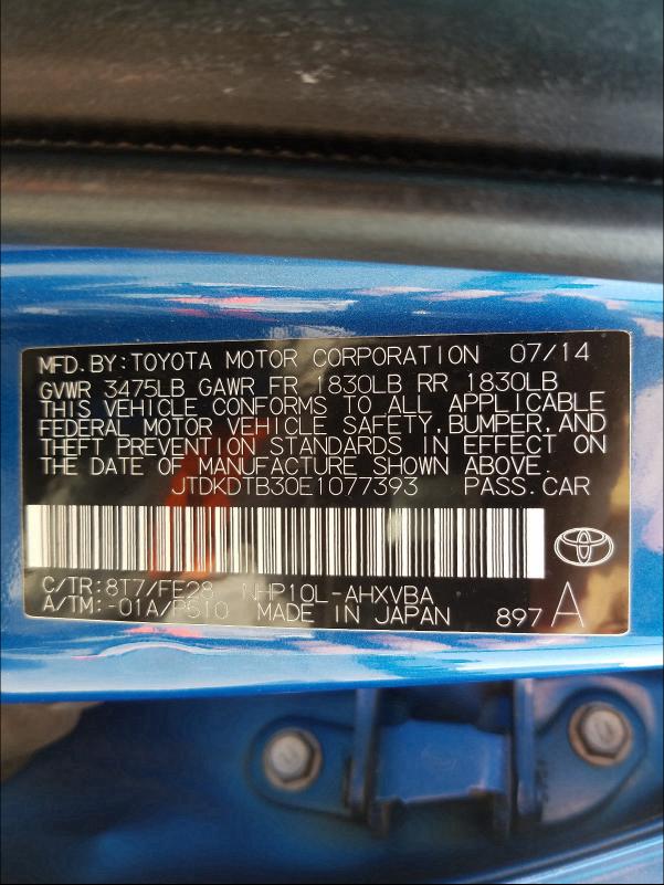 2014 TOYOTA PRIUS C JTDKDTB30E1077393