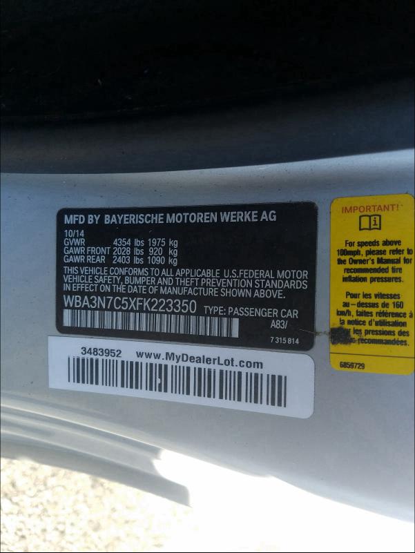 2015 BMW 428 I WBA3N7C5XFK223350