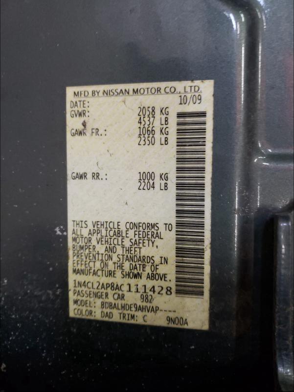 2010 NISSAN ALTIMA HYB 1N4CL2AP8AC111428