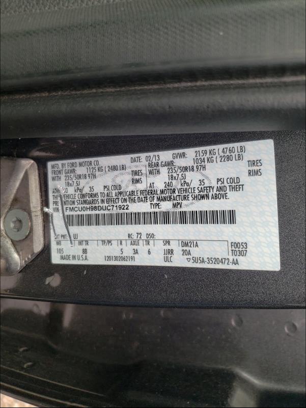 2013 FORD ESCAPE SEL 1FMCU0H98DUC71922