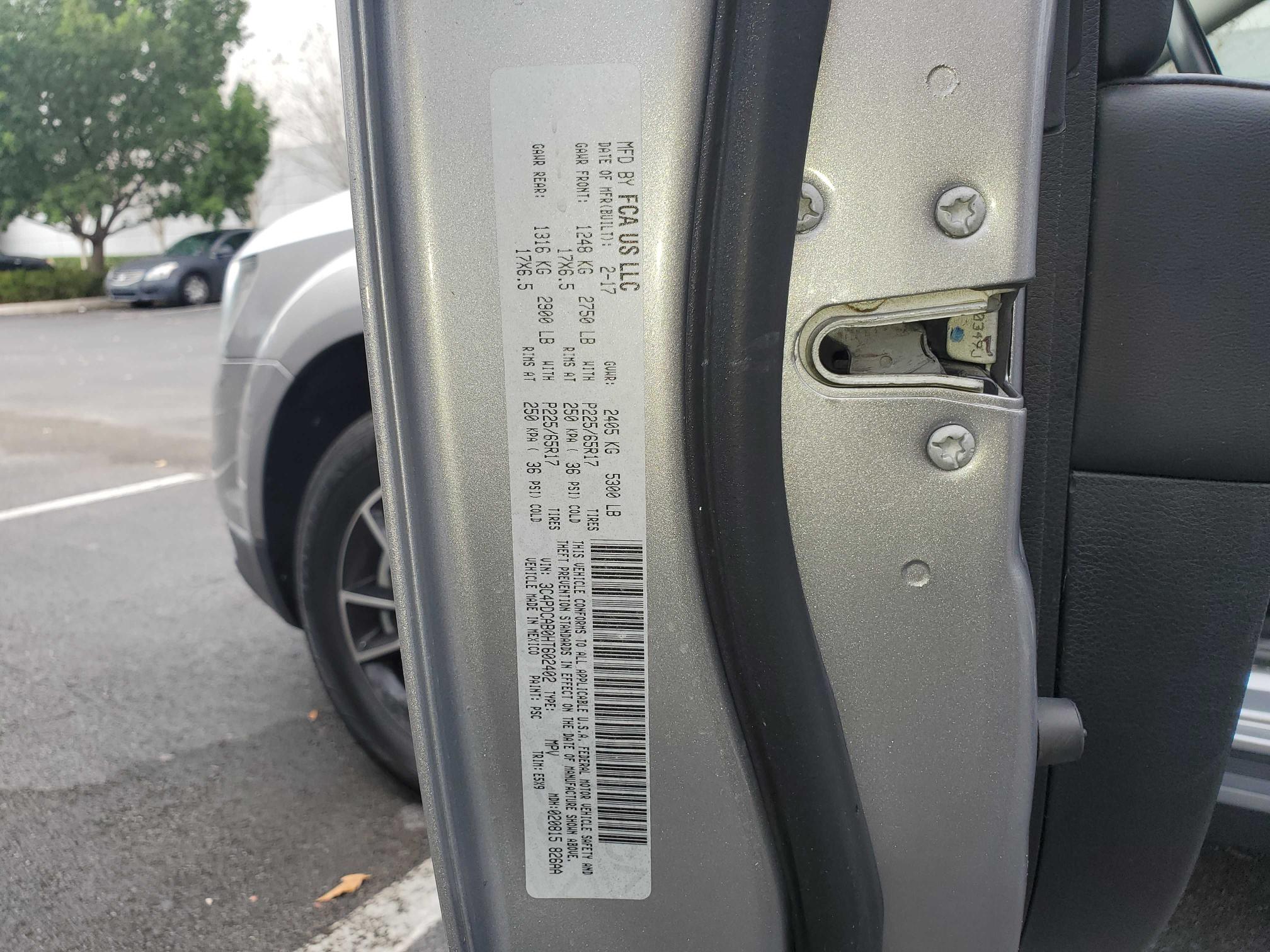 2017 DODGE JOURNEY SE 3C4PDCAB0HT602402