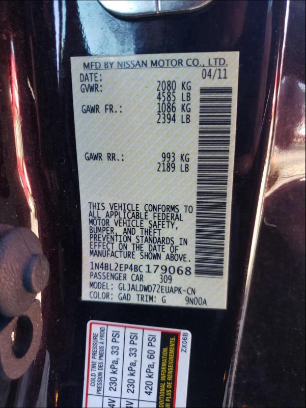 2011 NISSAN ALTIMA SR 1N4BL2EP4BC179068
