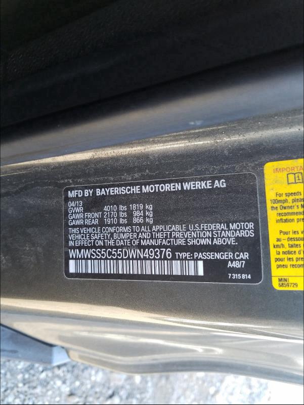 2013 MINI COOPER S P WMWSS5C55DWN49376