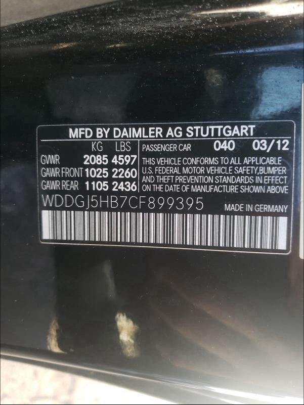 2012 MERCEDES-BENZ C 350 WDDGJ5HB7CF899395