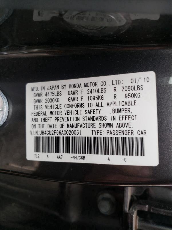 2010 ACURA TSX JH4CU2F66AC020051