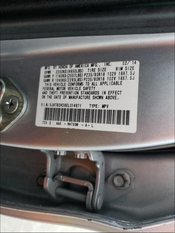 2014 ACURA RDX 5J8TB3H38EL014971
