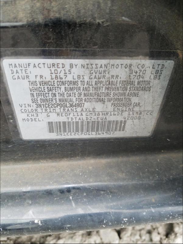 2016 NISSAN VERSA NOTE 3N1CE2CP0GL364907