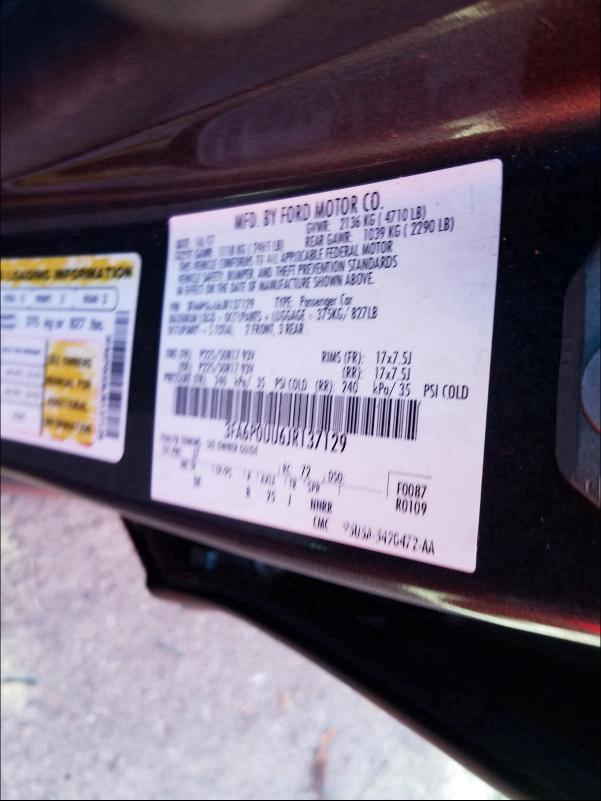 2018 FORD FUSION S H 3FA6P0UU6JR137129
