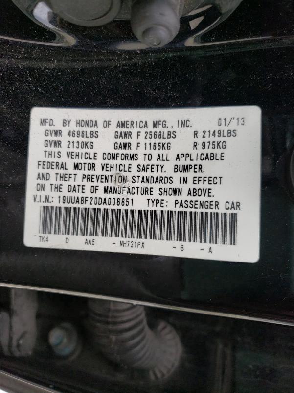 2013 ACURA TL 19UUA8F20DA008851