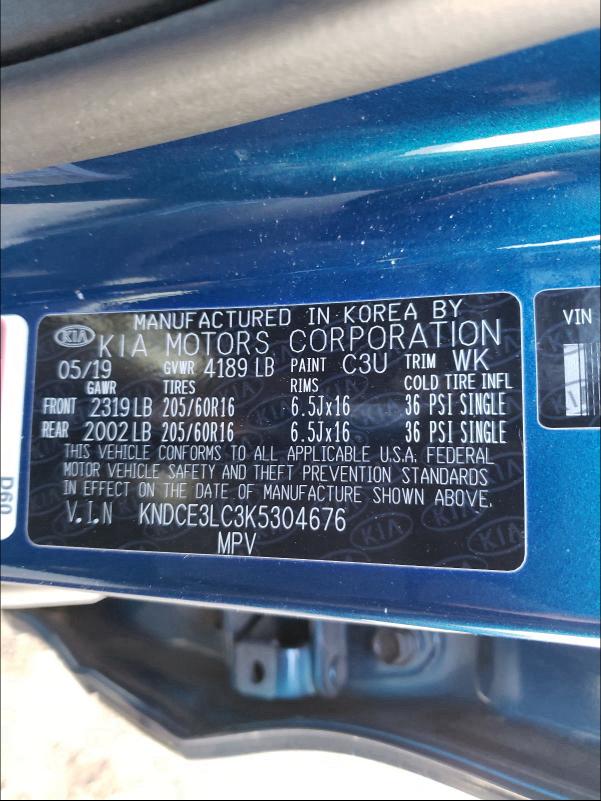 2019 KIA NIRO TOURI KNDCE3LC3K5304676