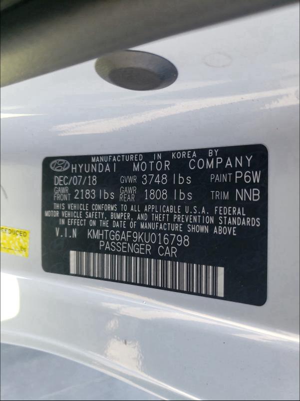 2019 HYUNDAI VELOSTER B KMHTG6AF9KU016798