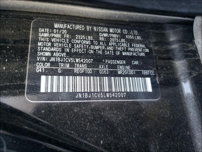 2020 NISSAN ROGUE SPOR JN1BJ1CV5LW542007