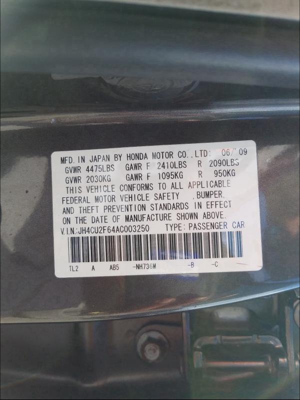 2010 ACURA TSX JH4CU2F64AC003250