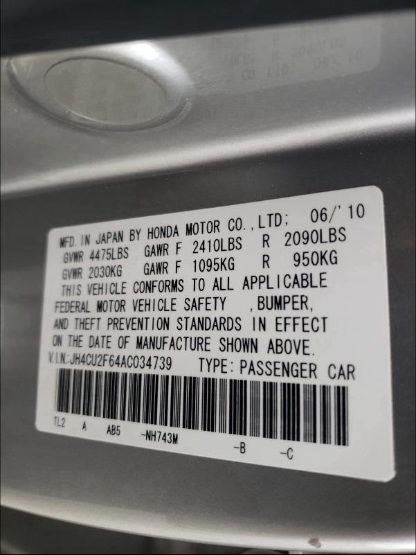 2010 ACURA TSX JH4CU2F64AC034739