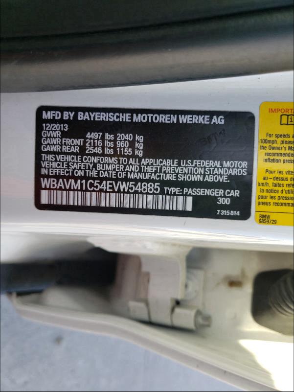 2014 BMW X1 SDRIVE2 WBAVM1C54EVW54885