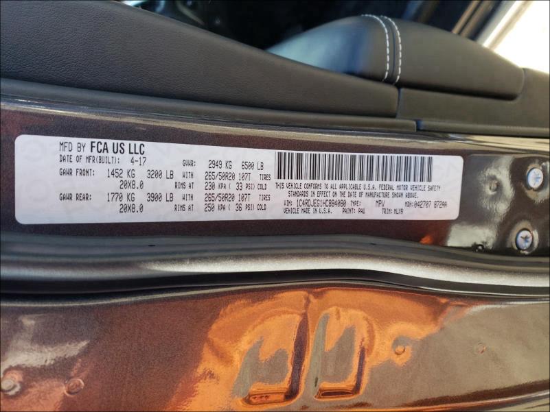 2017 DODGE DURANGO CI 1C4RDJEG1HC884080
