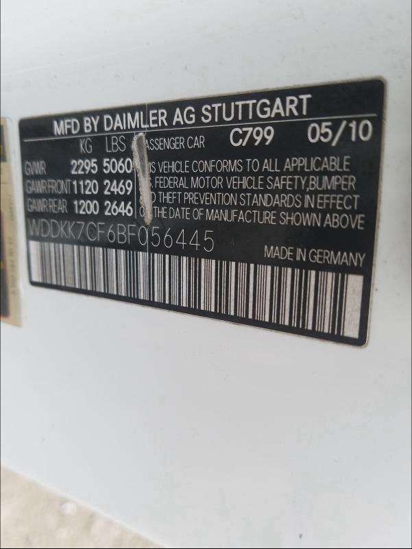 2011 MERCEDES-BENZ E 550 WDDKK7CF6BF056445