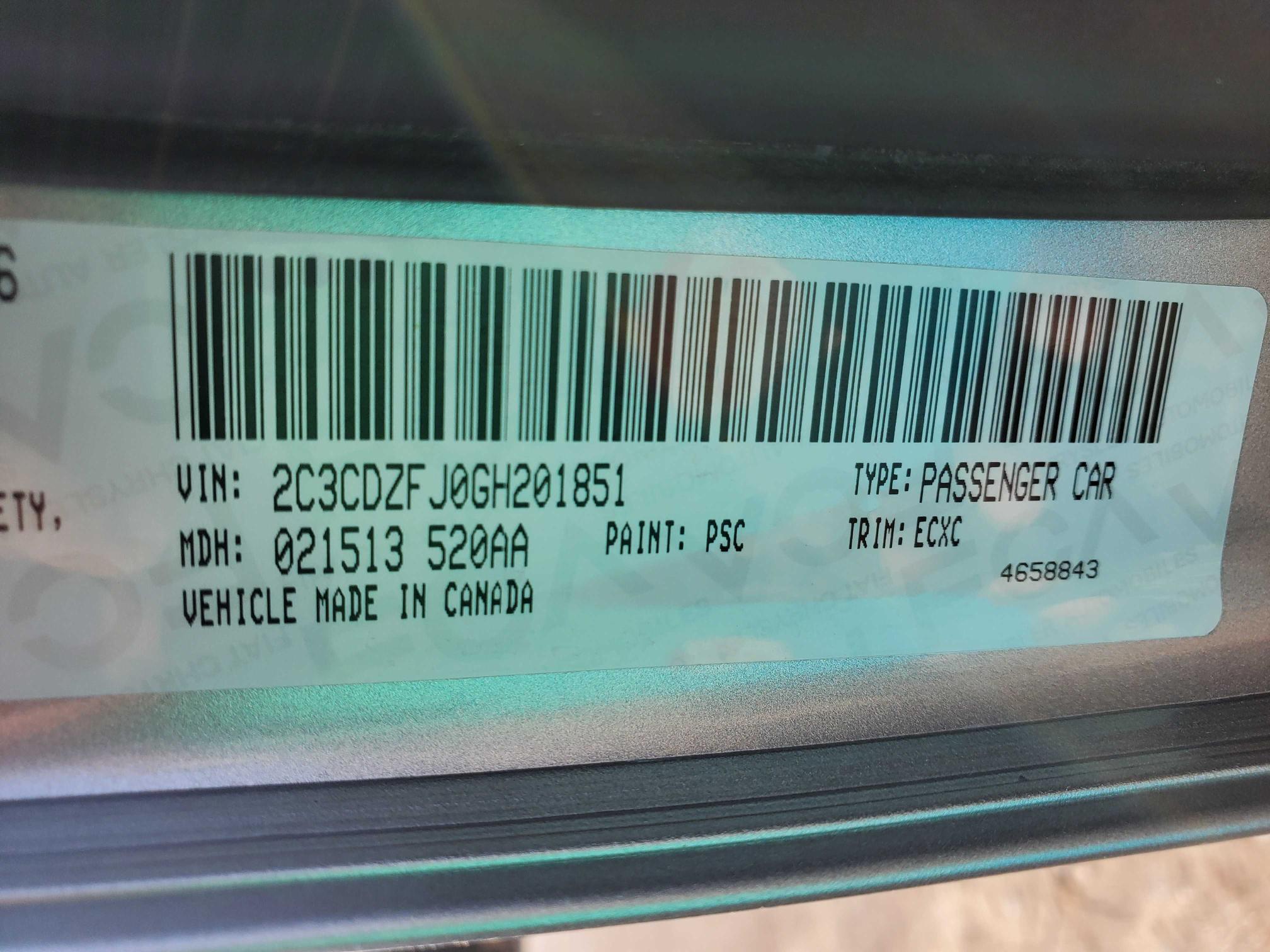 2016 DODGE CHALLENGER - 2C3CDZFJ0GH201851