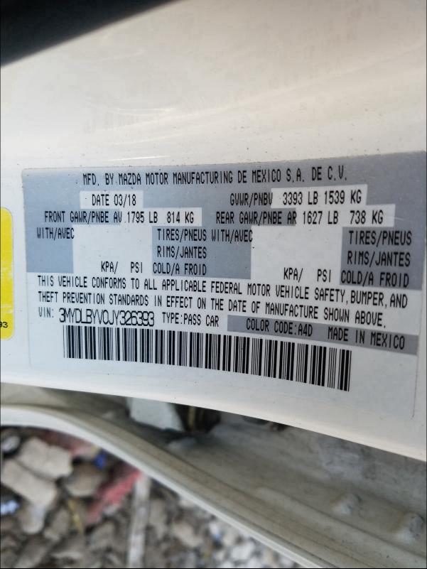 2018 TOYOTA YARIS IA 3MYDLBYV0JY326393