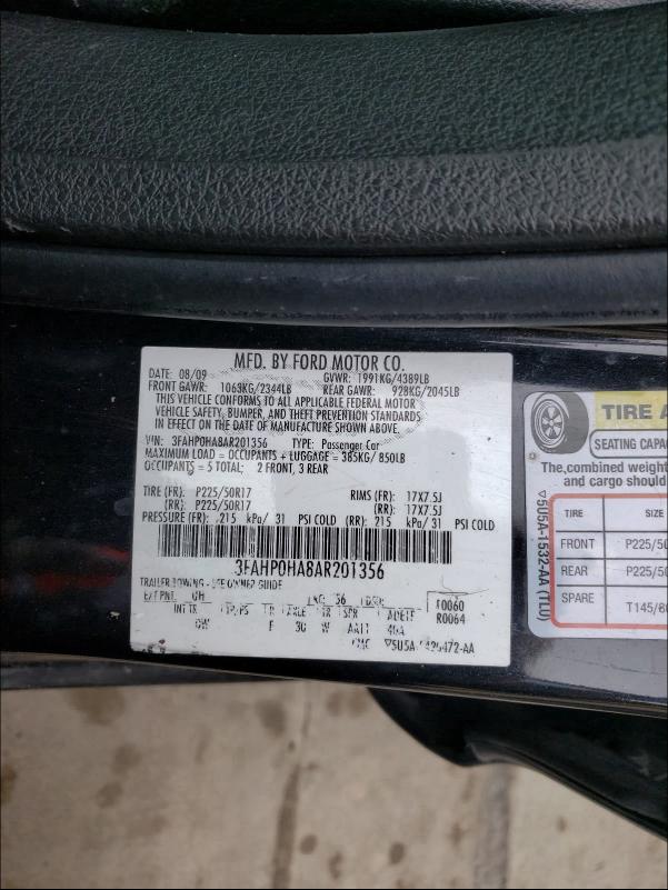 2010 FORD FUSION SE 3FAHP0HA8AR201356