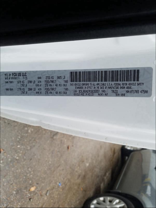 2019 RAM 1500 CLASS 3C6JR6AG7KG635957