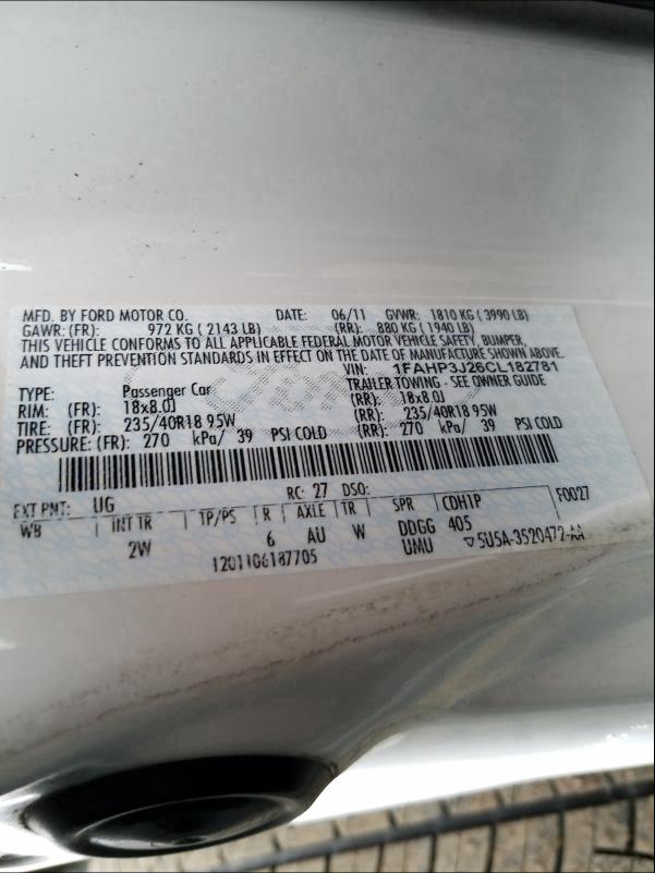 2012 FORD FOCUS TITA 1FAHP3J26CL182781